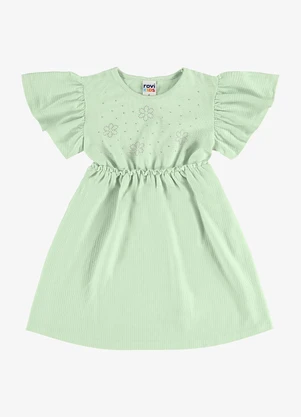 Rovi Kids - Vestido Infantil Malha Texturizada Verde - ROVI KIDS