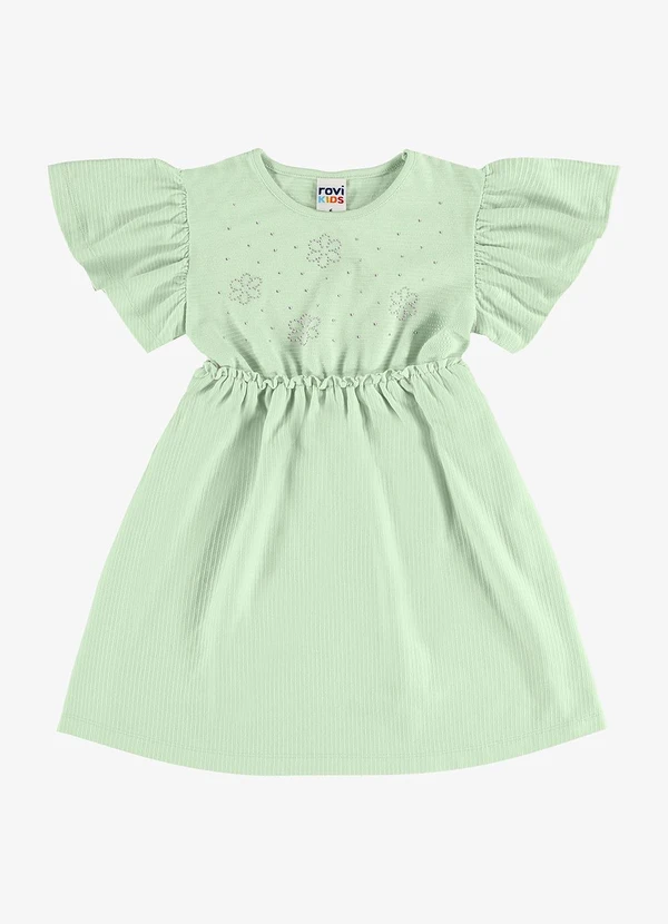 Rovi Kids - Vestido Infantil Malha Texturizada Verde