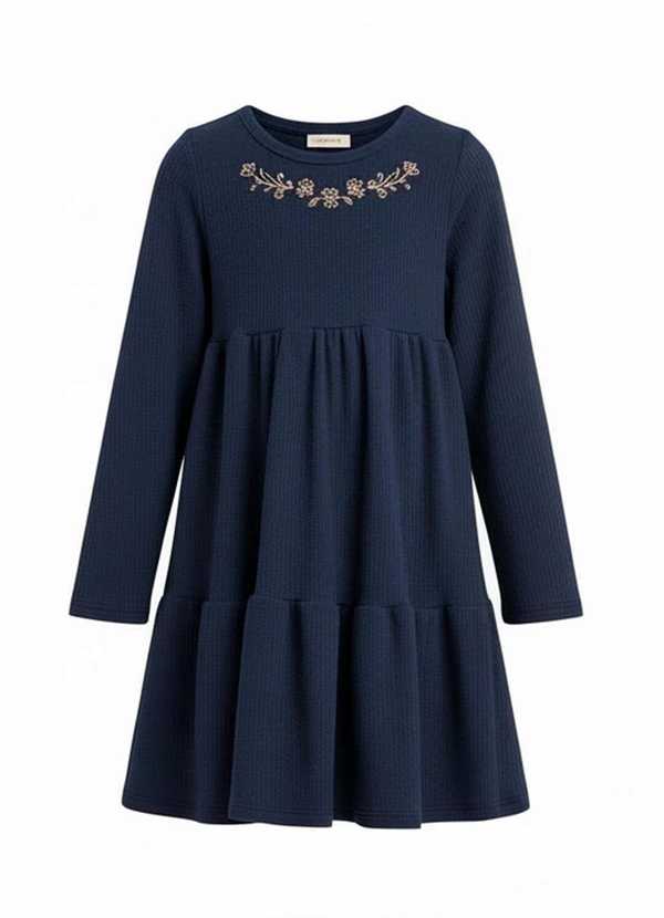 Duduka - Vestido Infantil Manga Bufante Azul