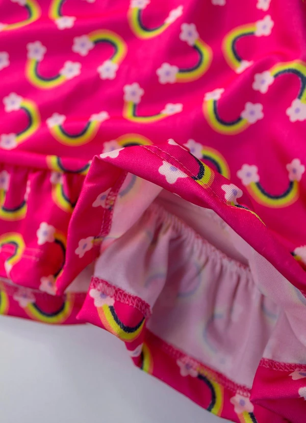 Laluna - Vestido Infantil Manga Curta Arco-Íris Pink 4
