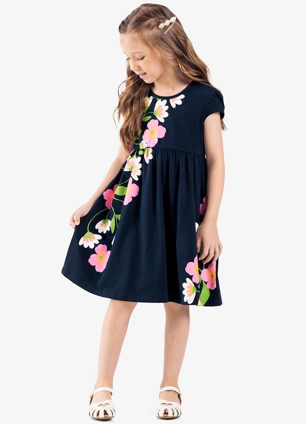 Rovi Kids - Vestido Infantil Manga Curta Azul 2