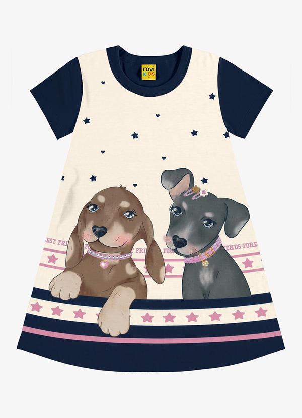 Rovi Kids - Vestido Infantil Manga Curta Azul