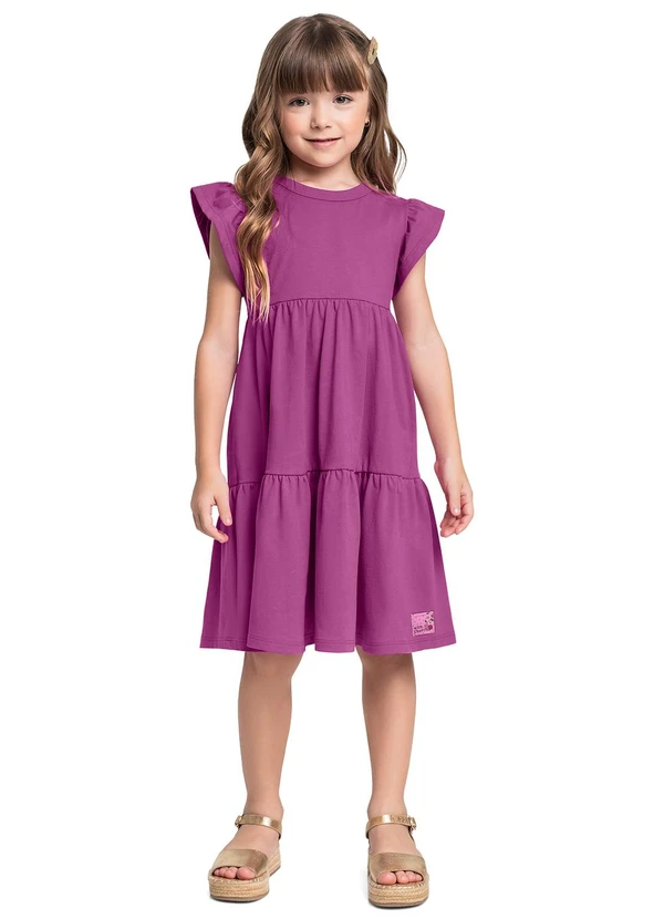 Bee Loop - Vestido Infantil Manga Curta Roxo