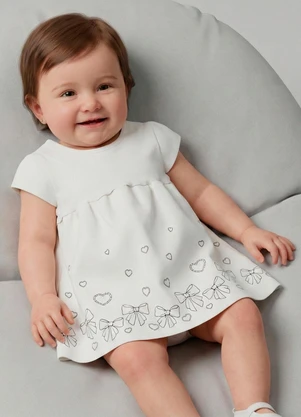 Select - Vestido Infantil Manga Curta em Cotton Bege - SELECT