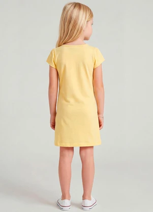 Select - Vestido Infantil Manga Curta Estampado Amarelo - SELECT
