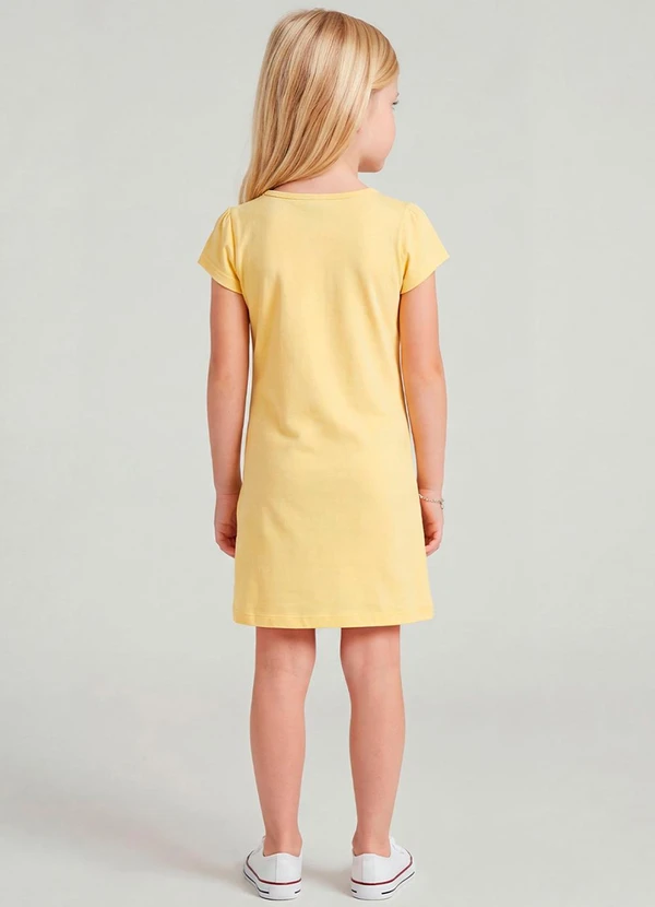 Select - Vestido Infantil Manga Curta Estampado Amarelo 2
