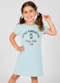 Select - Vestido Infantil Manga Curta Estampado Verde - variação: Azul