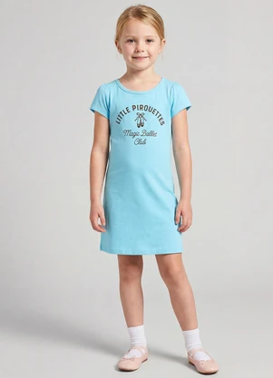 Select - Vestido Infantil Manga Curta Estampado Azul - SELECT