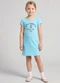 Select - Vestido Infantil Manga Curta Estampado Verde - variação: Azul