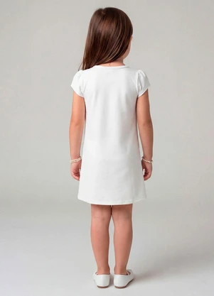 Select - Vestido Infantil Manga Curta Estampado Bege - SELECT