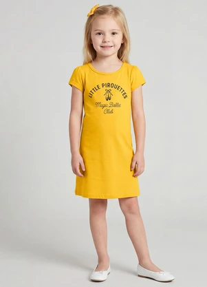 Select - Vestido Infantil Manga Curta Estampado Laranja - SELECT