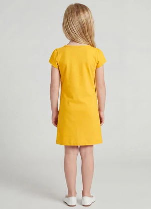 Select - Vestido Infantil Manga Curta Estampado Laranja - SELECT