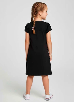 Select - Vestido Infantil Manga Curta Estampado Preto - SELECT