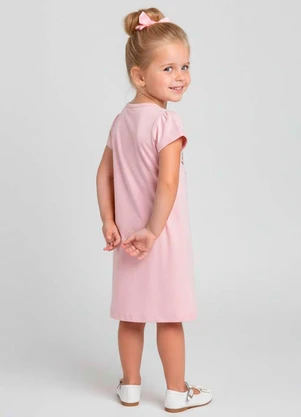 Select - Vestido Infantil Manga Curta Estampado Rosa - SELECT