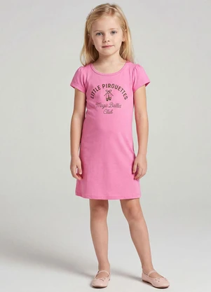 Select - Vestido Infantil Manga Curta Estampado Rosa - SELECT