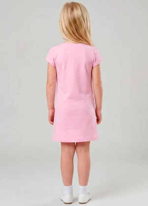 Select - Vestido Infantil Manga Curta Estampado Rosa - SELECT