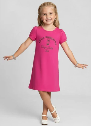 Select - Vestido Infantil Manga Curta Estampado Rosa - SELECT