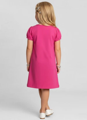 Select - Vestido Infantil Manga Curta Estampado Rosa - SELECT