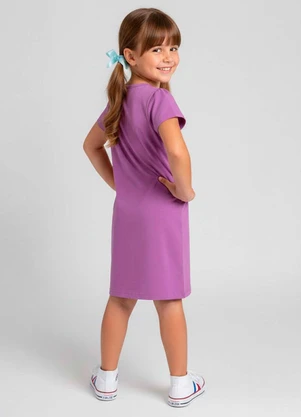 Select - Vestido Infantil Manga Curta Estampado Roxo - SELECT