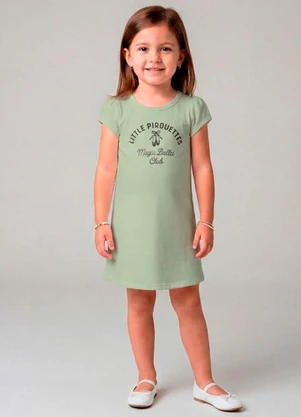 Select - Vestido Infantil Manga Curta Estampado Verde - SELECT