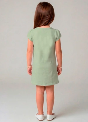 Select - Vestido Infantil Manga Curta Estampado Verde - SELECT