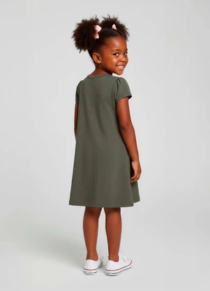 Select - Vestido Infantil Manga Curta Estampado Verde - SELECT
