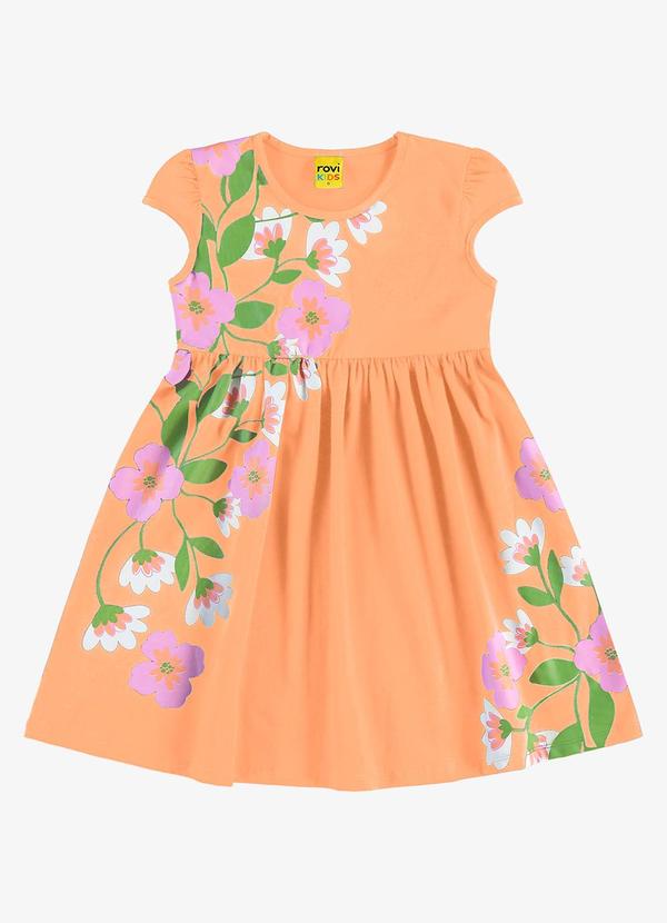 Rovi Kids - Vestido Infantil Manga Curta Laranja