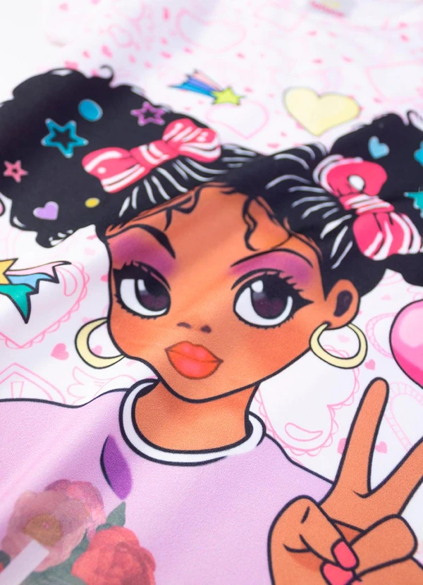 Laluna - Vestido Infantil Manga Curta Love Boneca Branco 4