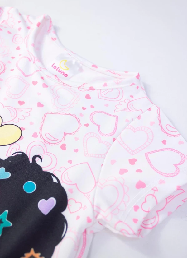 Laluna - Vestido Infantil Manga Curta Love Boneca Branco 5