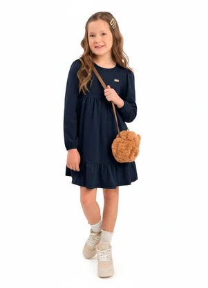 Duduka - Vestido Infantil Manga Longa Azul - DUDUKA