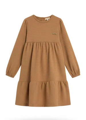 Duduka - Vestido Infantil Manga Longa Bege - DUDUKA