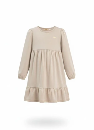 Duduka - Vestido Infantil Manga Longa Bege - DUDUKA