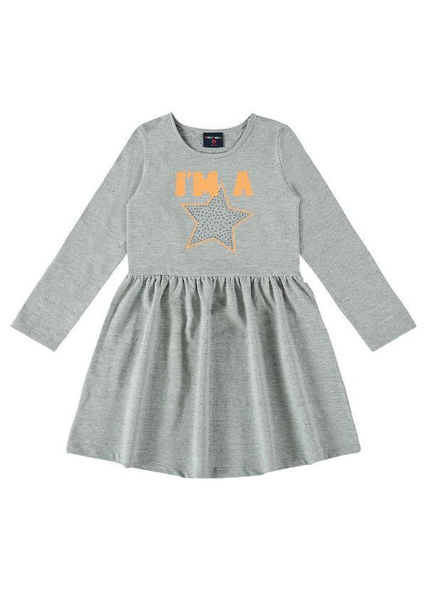 Guloseima - Vestido Infantil Manga Longa Cinza