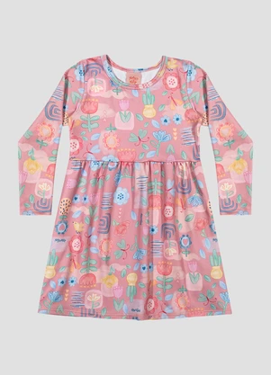 Kely Kety - Vestido Infantil Manga Longa em Malha Felpada Rosa - KELY KETY