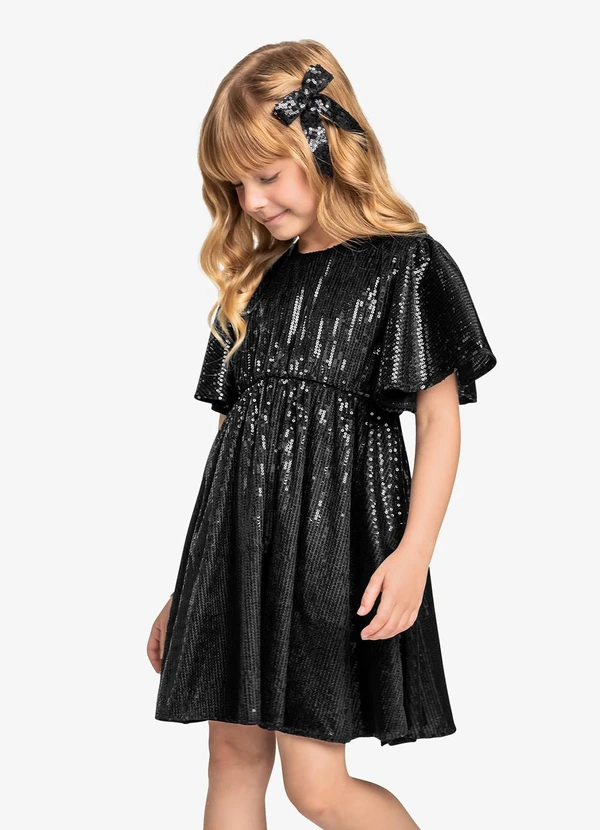 Trick Nick - Vestido Infantil Manga Curta Preto 2