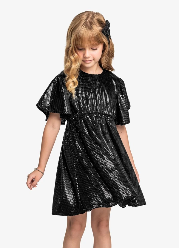 Trick Nick - Vestido Infantil Manga Curta Preto 3