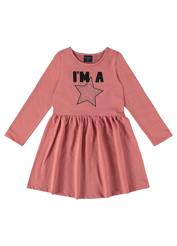 Guloseima - Vestido Infantil Manga Longa Rosa
