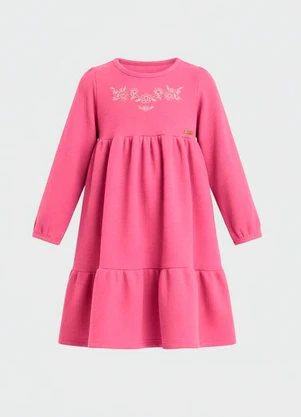 Duduka - Vestido Infantil Manga Longa Rosa - DUDUKA