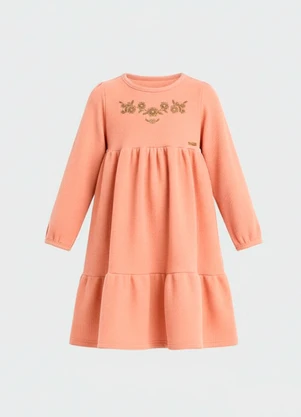 Duduka - Vestido Infantil Manga Longa Rosa - DUDUKA