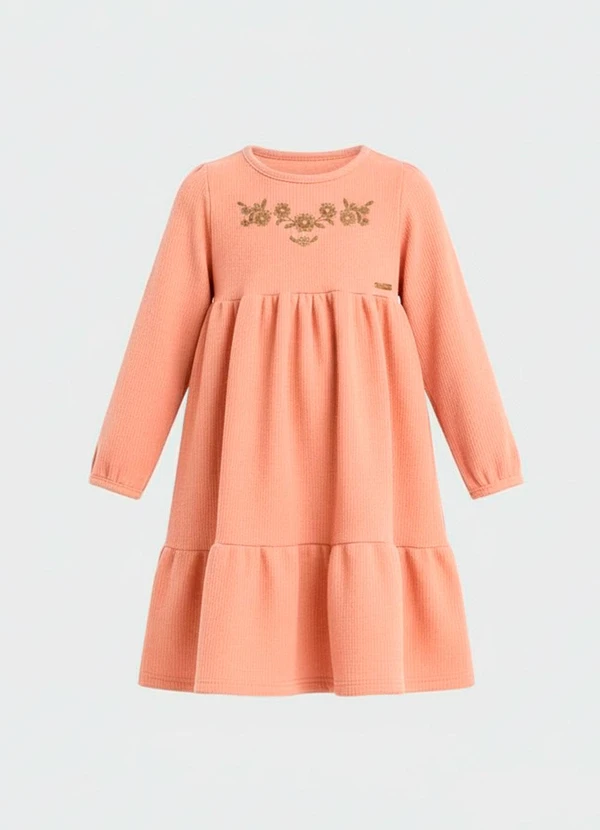 Duduka - Vestido Infantil Manga Longa Rosa