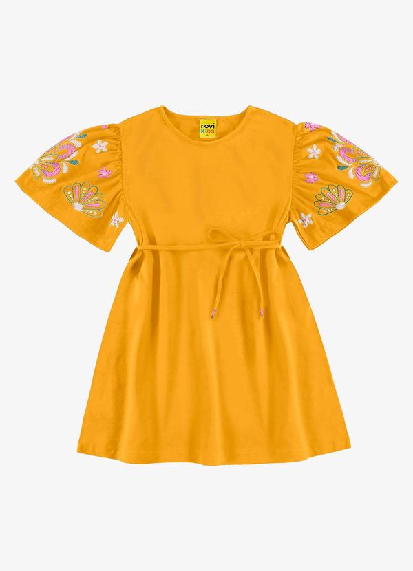Rovi Kids - Vestido Infantil Meia Malha Amarelo