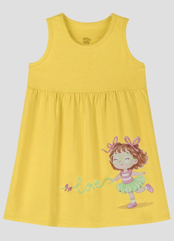 Kely Kety - Vestido Infantil Meia Malha Amarelo