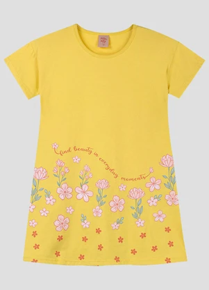 Kely Kety - Vestido Infantil Meia Malha Amarelo - KELY KETY