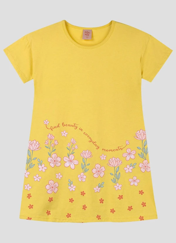 Kely Kety - Vestido Infantil Meia Malha Amarelo