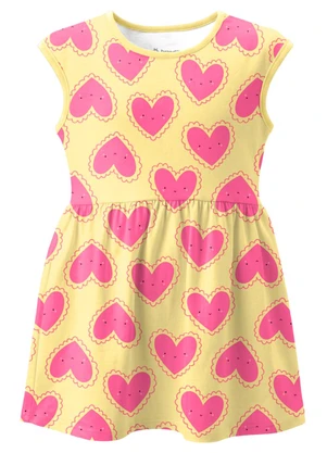 Brandili - Vestido Infantil Meia Malha Animais Amarelo - BRANDILI