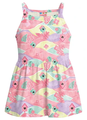 Brandili - Vestido Infantil Meia Malha Animais Rosa - BRANDILI