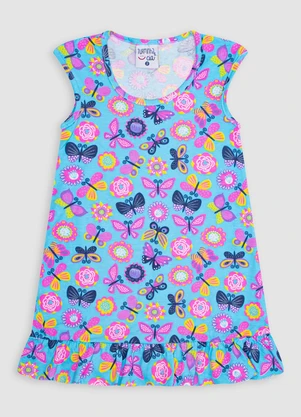 Turminha - Vestido Infantil Meia Malha Azul - TURMINHA