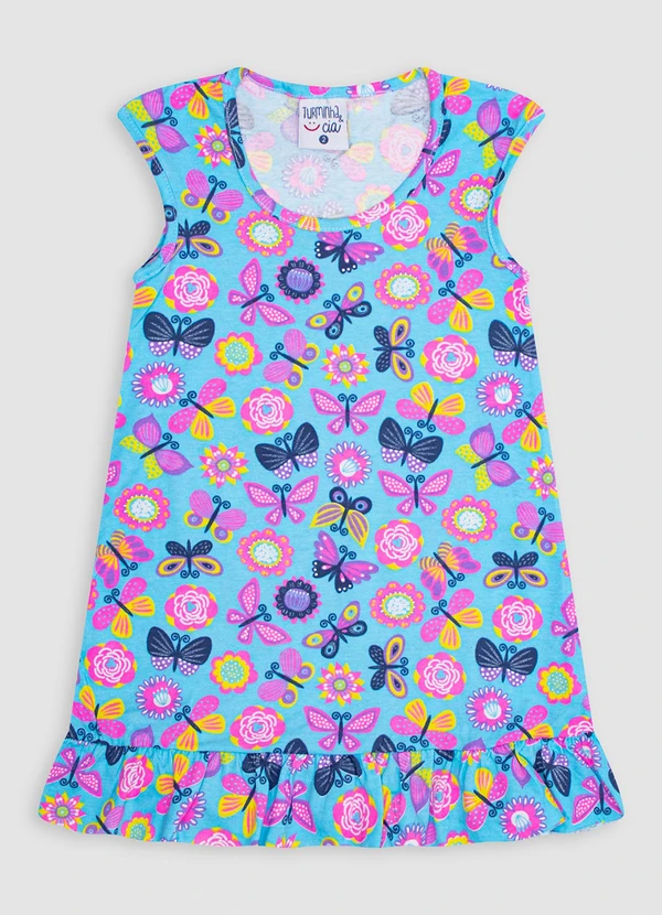 Turminha - Vestido Infantil Meia Malha Azul 2