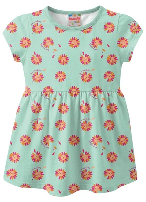 Brandili - Vestido Infantil Meia Malha Bichinhos Verde - BRANDILI