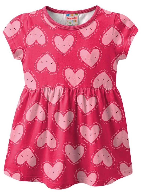 Brandili - Vestido Infantil Meia Malha Bichinhos Vermelho